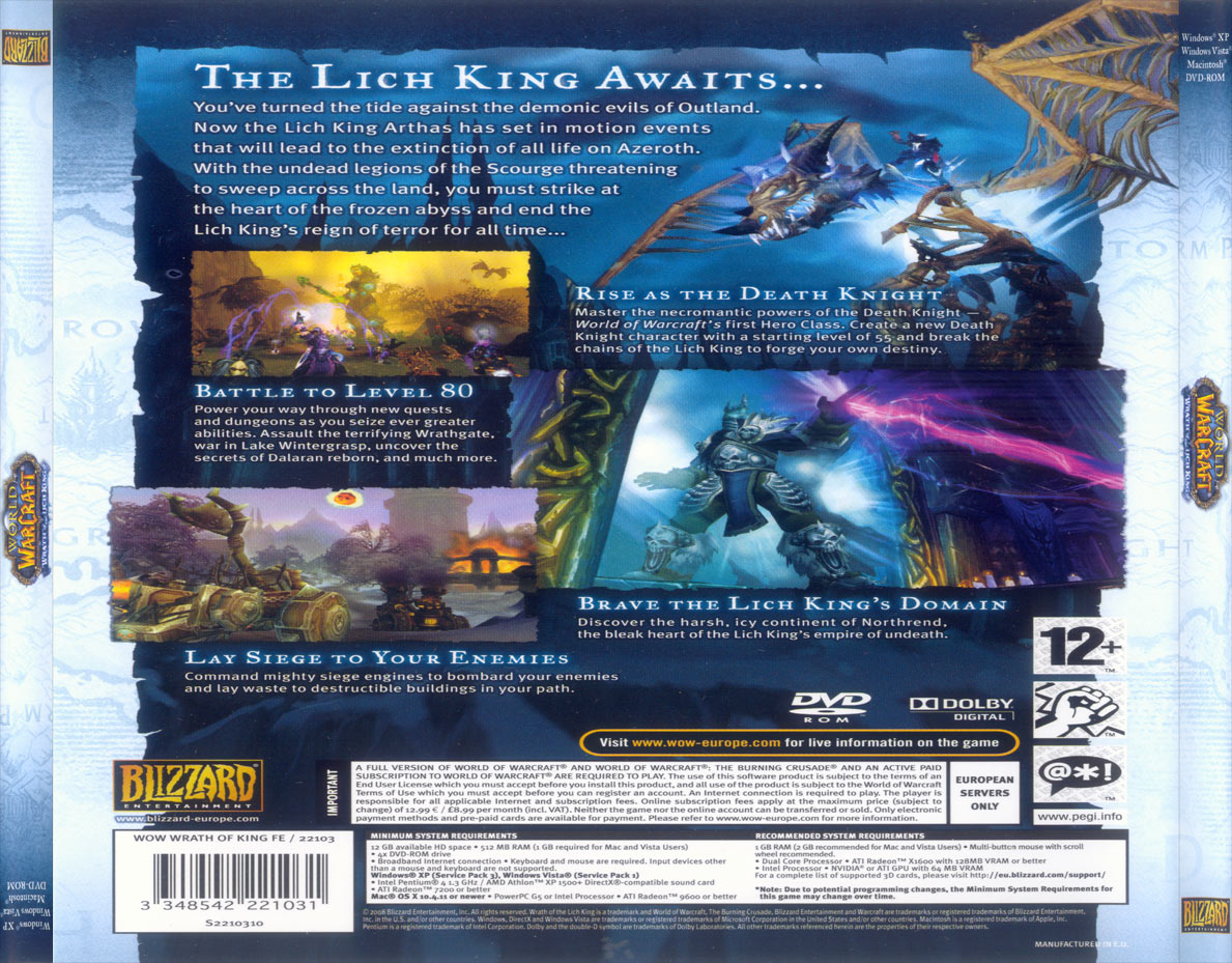 World of Warcraft: Wrath of the Lich King - zadn CD obal