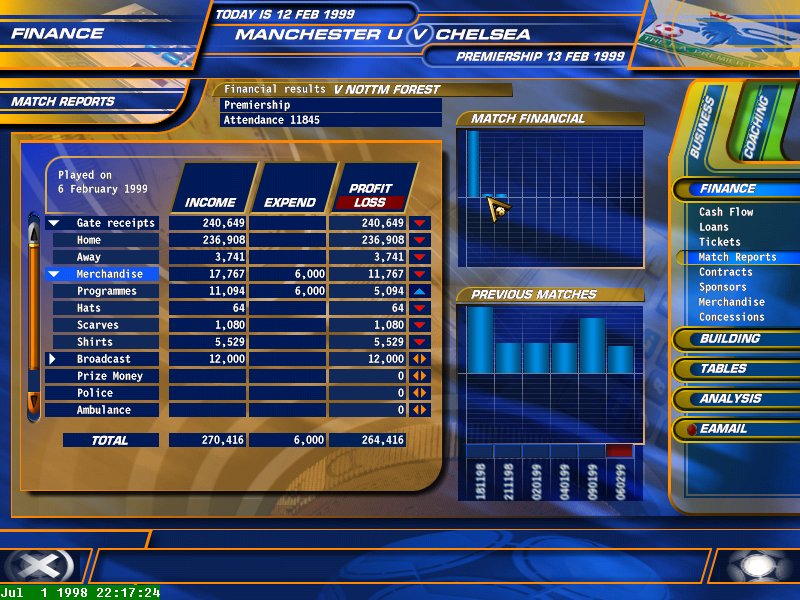 F.A. Premier League Football Manager 99 - screenshot 36