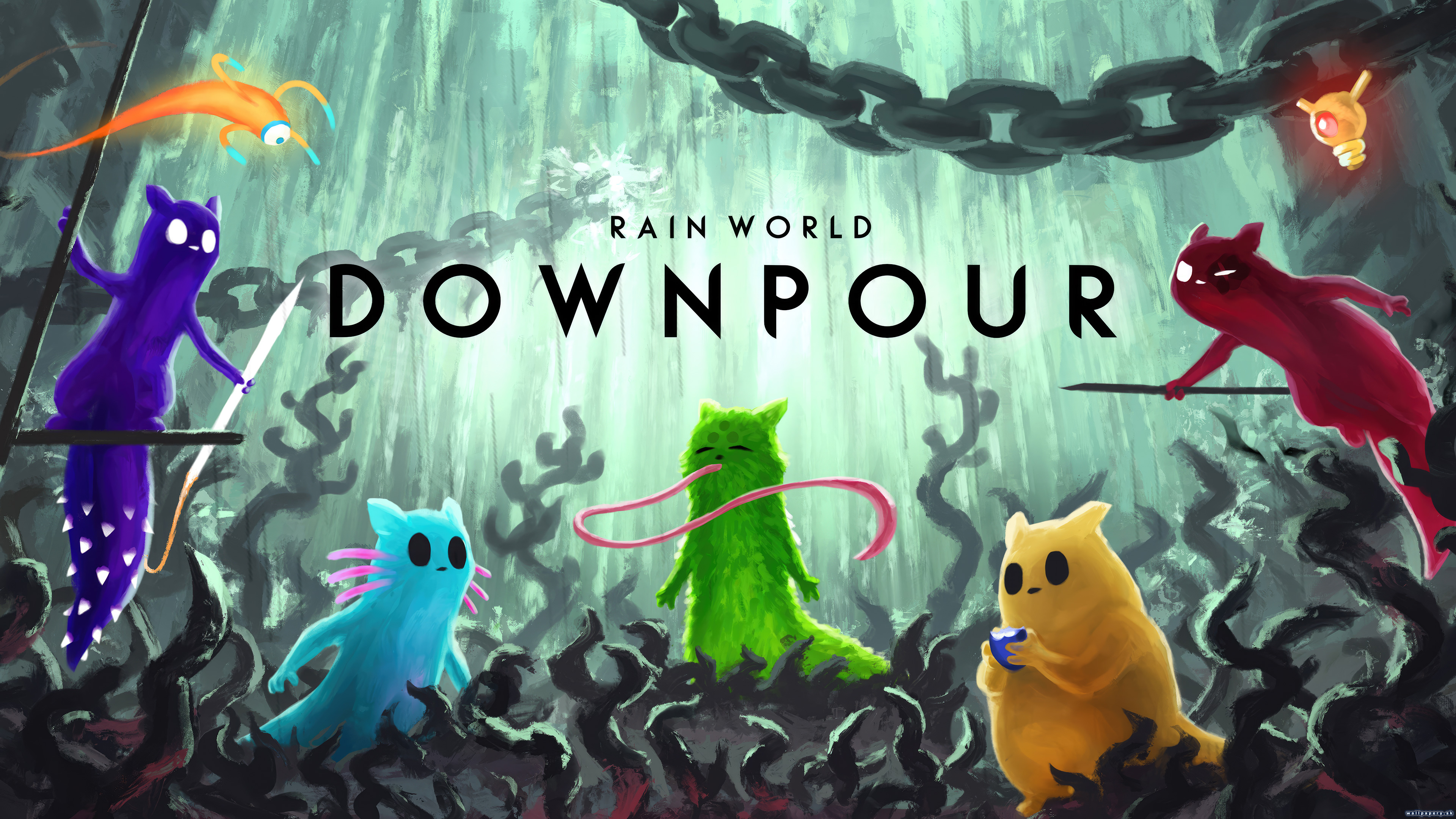 Игра дождь. Slugcats Rain World Downpour. Рейн ворлд слизнекот. Rain World Downpour слизнекоты. Rain World слизнекот желтый.